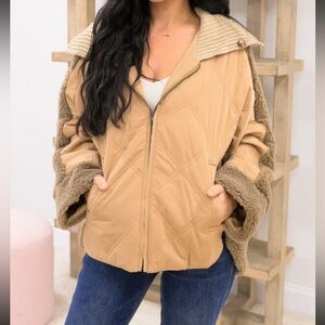 Women's Built to Quilt Tan Jacket with Sherpa Lining